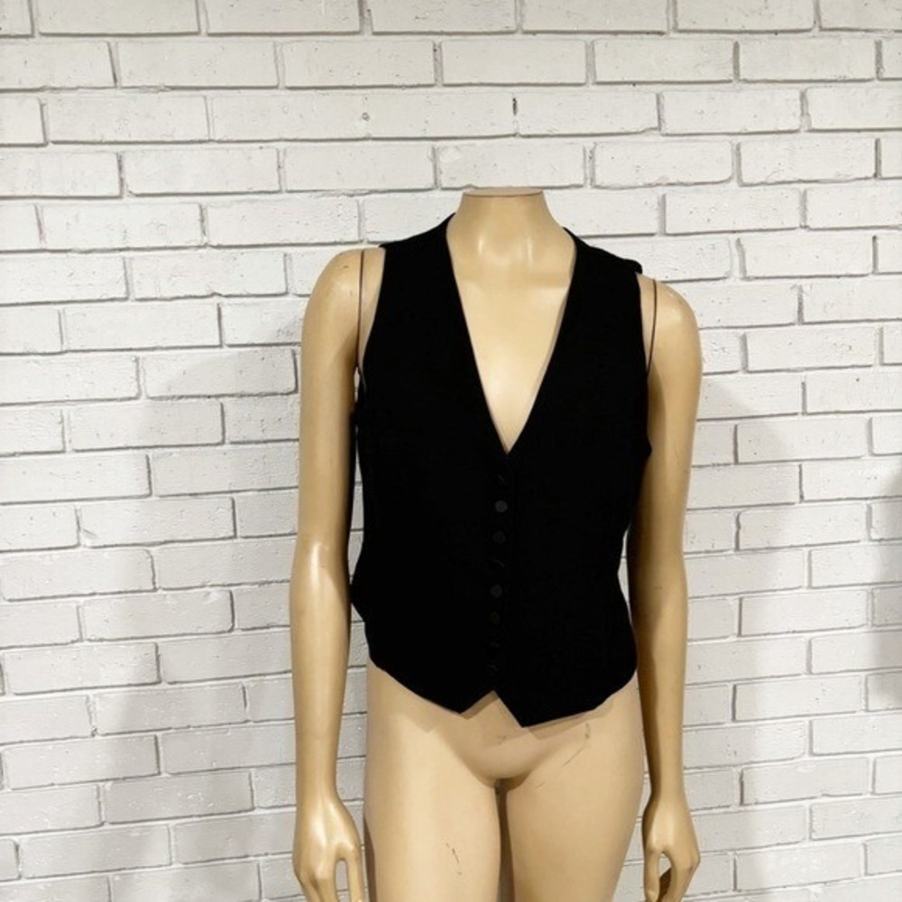 J.Crew Womens Black Tailored Slim Fit Tuxedo V-Neck‎ Button Front Vest |Size 10